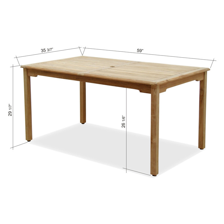 Maliana Certified Teak 118" Light Brown Outdoor Dining Table
