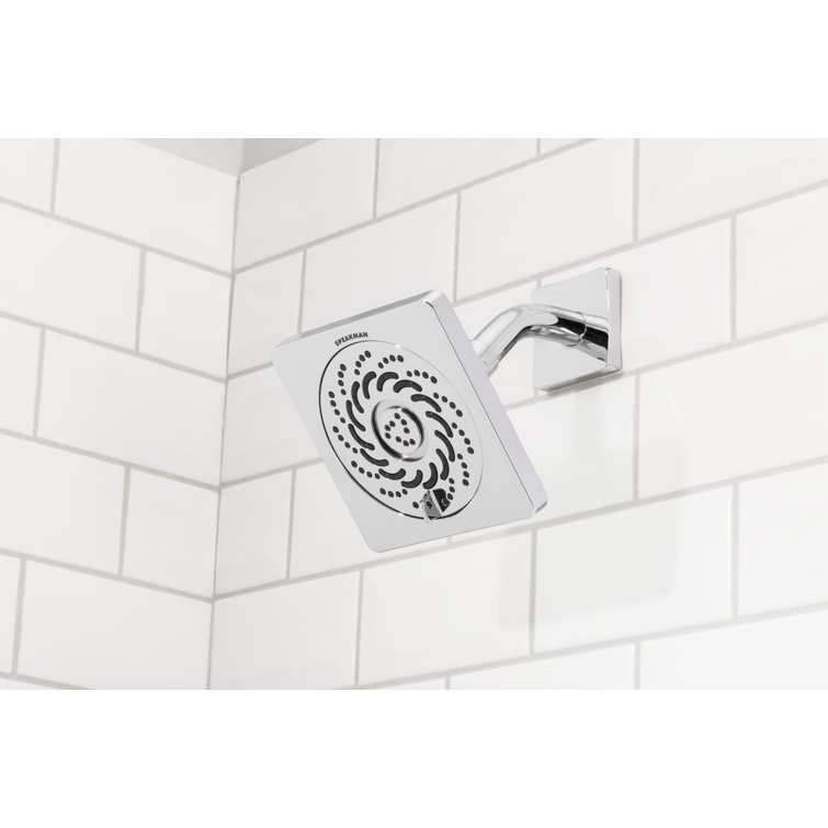 Polished Chrome Square Multifunction Wall Mounted Shower Head