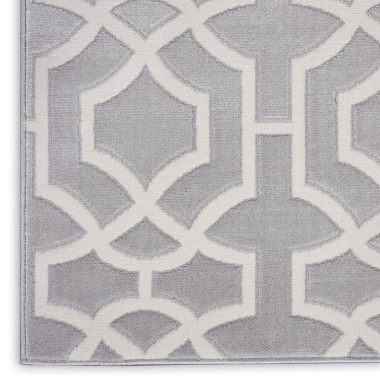 Joli Grey and White Geometric Latticework 5' x 7' Area Rug