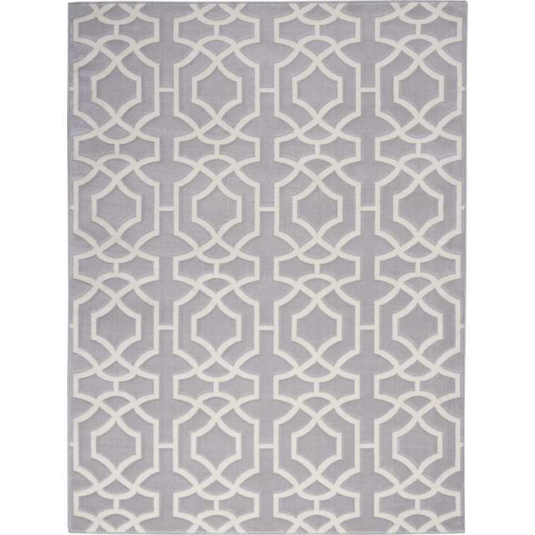 Joli Grey and White Geometric Latticework 5' x 7' Area Rug