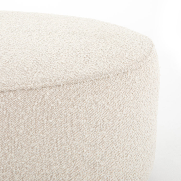 Sinclair 36" Cream Round Ottoman with Distressed Natural Base