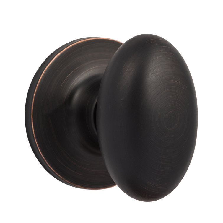 Vintage Bronze Oval Passage Door Knob with Circular Rosette