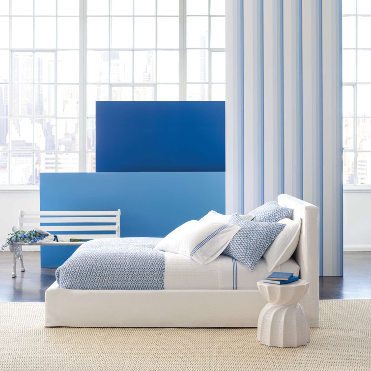 French Blue Twin Reversible Cotton Quilt Set