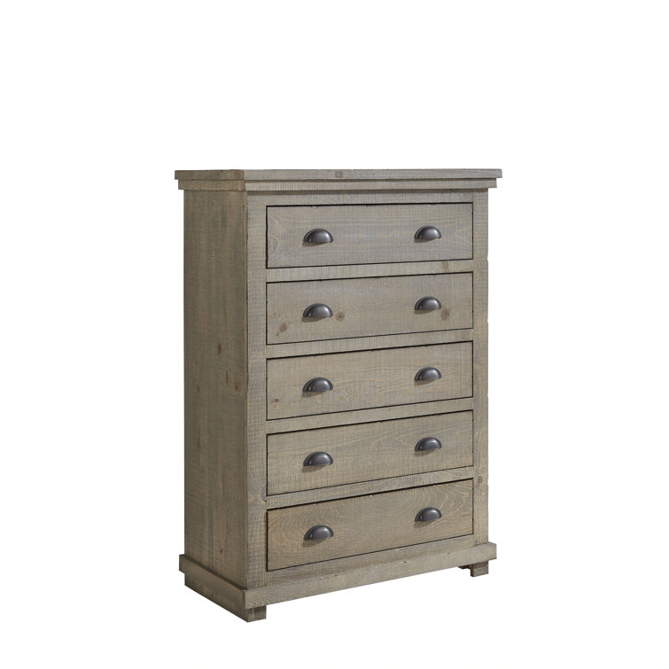 Farmhouse Charm Weathered Gray & Brown Pine Chest with Soft Close Drawers