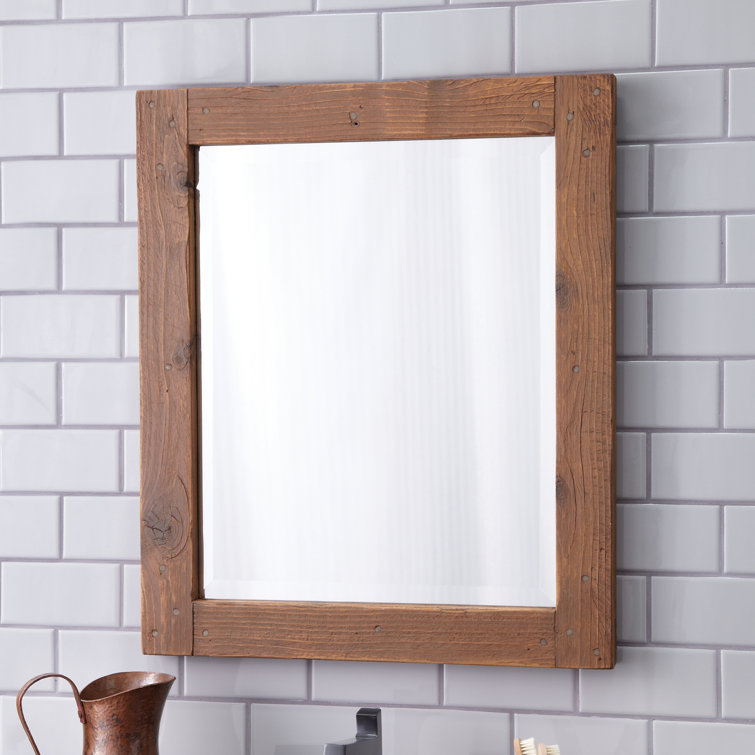 Chestnut Rectangular Wood Framed Bathroom Vanity Mirror