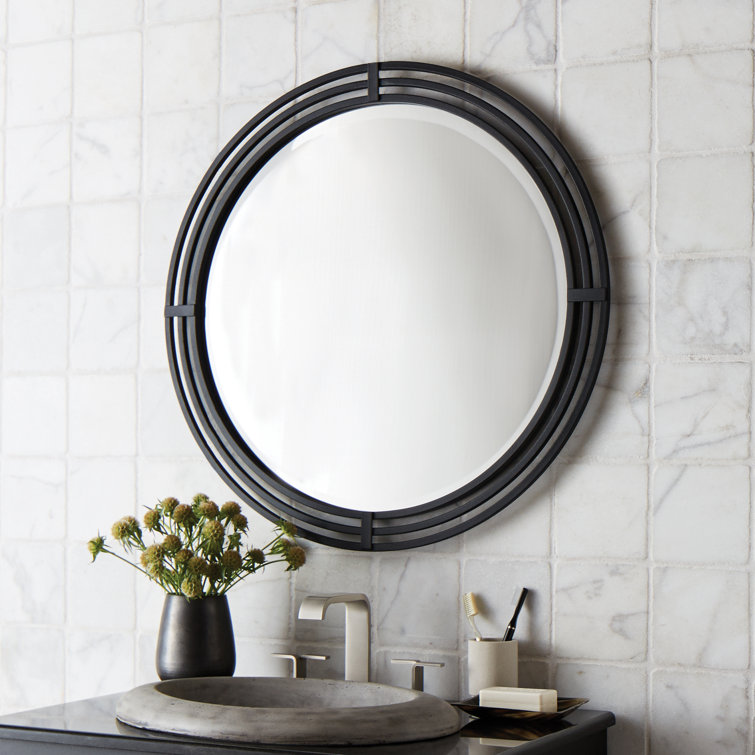 Asana Black Wrought Iron Round Framed Mirror