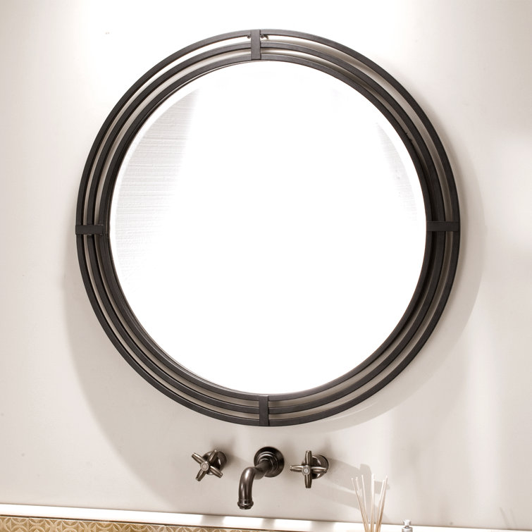 Asana Black Wrought Iron Round Framed Mirror