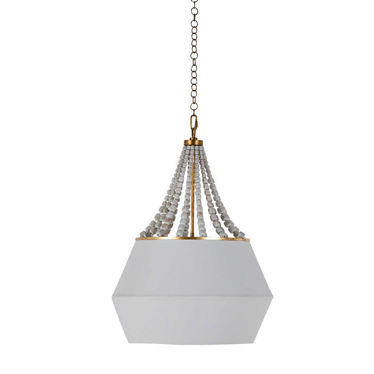 Soma Antique Gold 23.75" Geometric Fabric Pendant with Whitewashed Beads