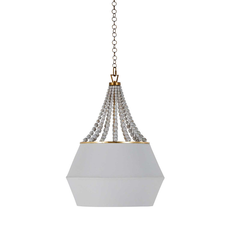 Soma Antique Gold 23.75" Geometric Fabric Pendant with Whitewashed Beads