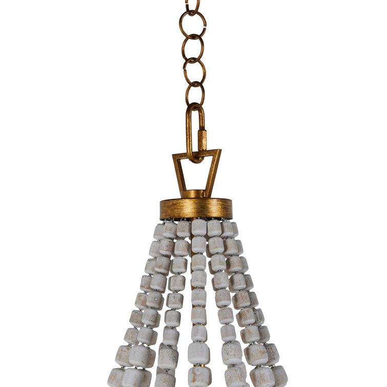 Soma Antique Gold 23.75" Geometric Fabric Pendant with Whitewashed Beads
