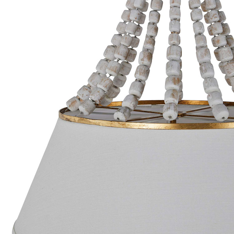 Soma Antique Gold 23.75" Geometric Fabric Pendant with Whitewashed Beads