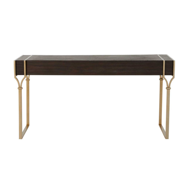 Salvador Transitional 60'' Brown and Gold Home Office Desk with Drawer