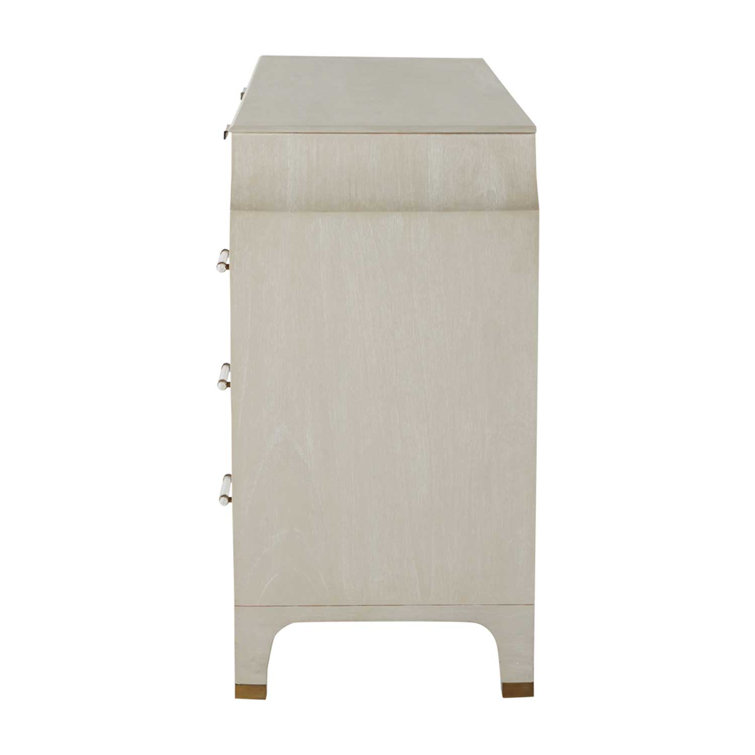 Alexandra White Mahogany 11-Drawer Dresser with Brass Accents
