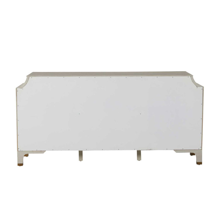 Alexandra White Mahogany 11-Drawer Dresser with Brass Accents