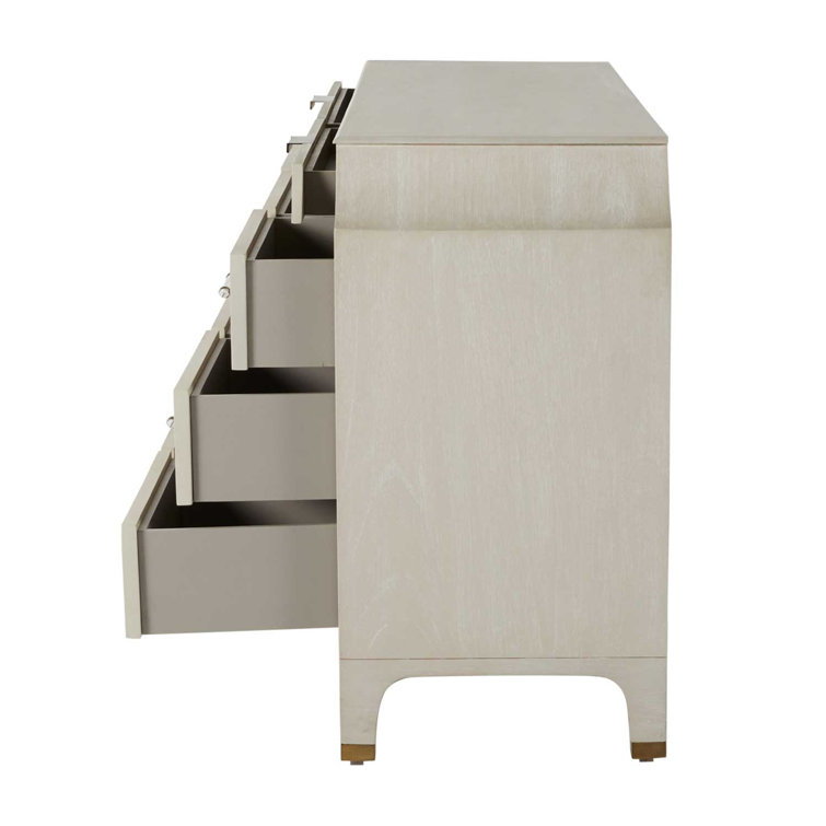 Alexandra White Mahogany 11-Drawer Dresser with Brass Accents