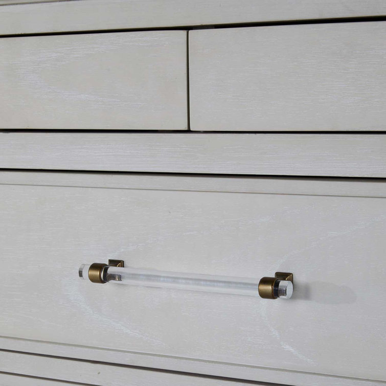 Alexandra White Mahogany 11-Drawer Dresser with Brass Accents