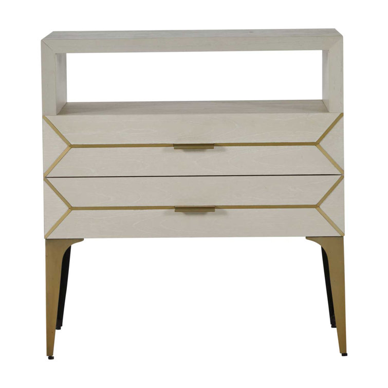 Whitley Transitional Brown and White 2-Drawer Nightstand