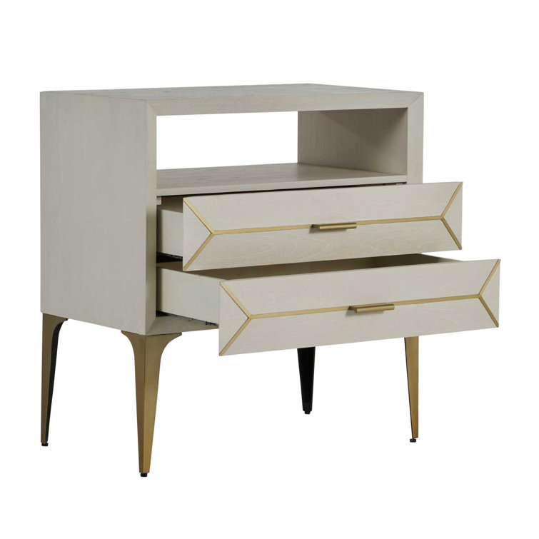 Whitley Transitional Brown and White 2-Drawer Nightstand