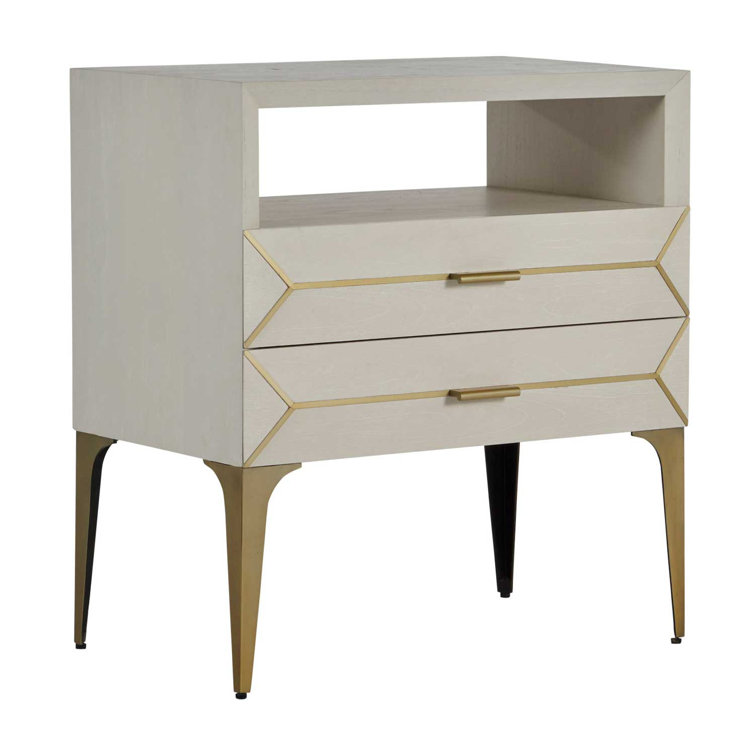 Whitley Transitional Brown and White 2-Drawer Nightstand
