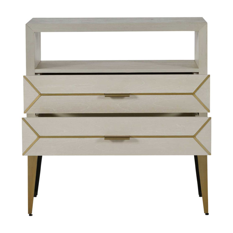 Whitley Transitional Brown and White 2-Drawer Nightstand