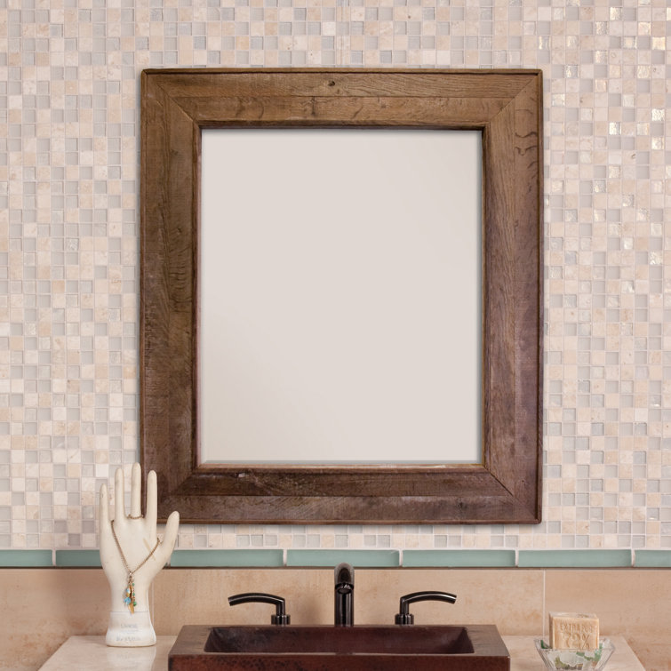 Handcrafted Oak Noir Rectangular Vintner's Mirror 33x29"