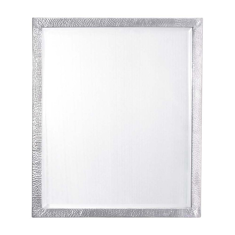 Elegant Transitional 32"x27" Rectangular Bathroom Vanity Mirror in Silver