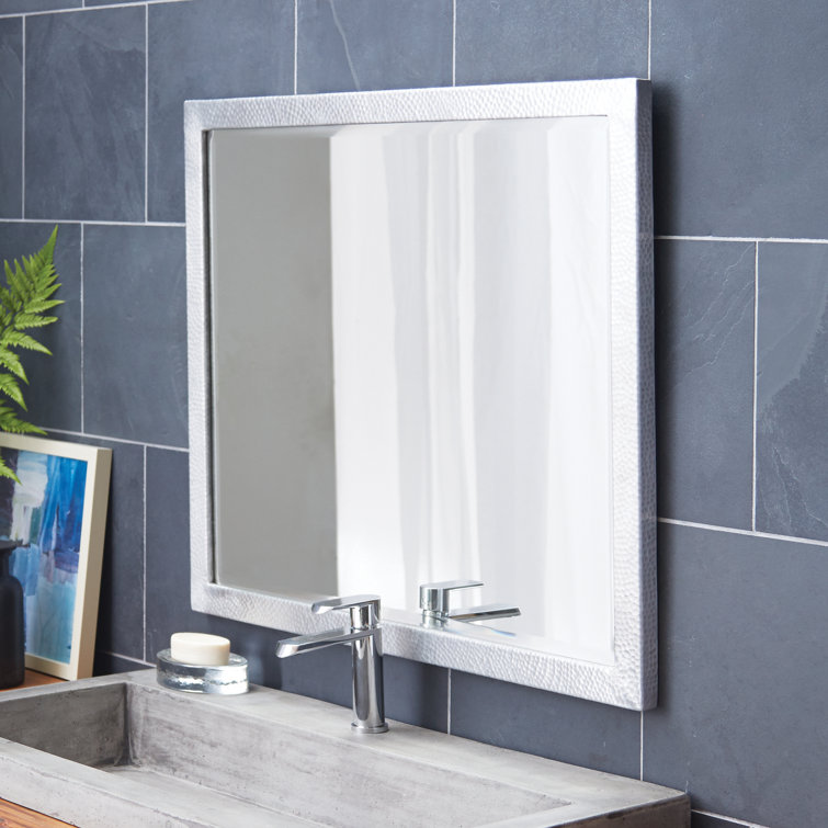 Elegant Transitional 32"x27" Rectangular Bathroom Vanity Mirror in Silver