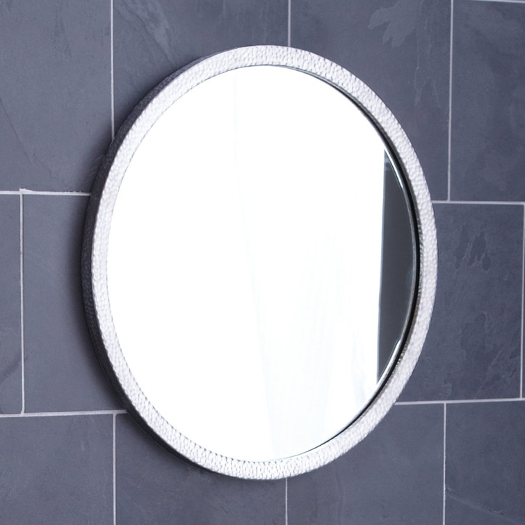 Transitional Divinity 25" Silver Hammered Aluminum Circular Vanity Mirror