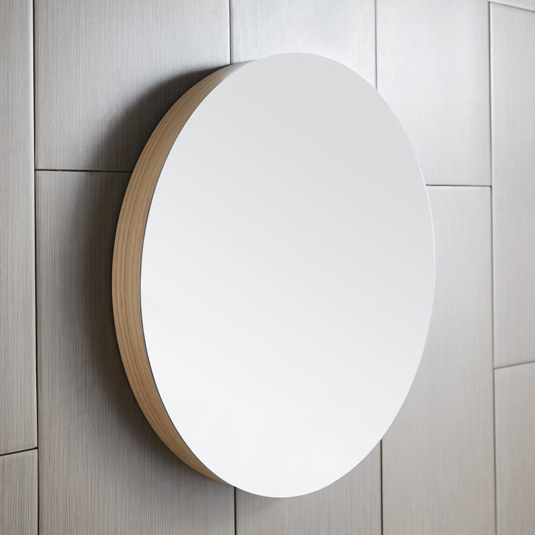 Solace 28" Light Oak Wood Bathroom Vanity Mirror