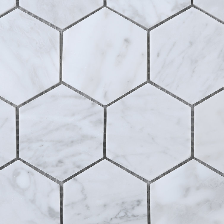 White Carrara Marble Hexagon Mosaic Wall Tile Sheet