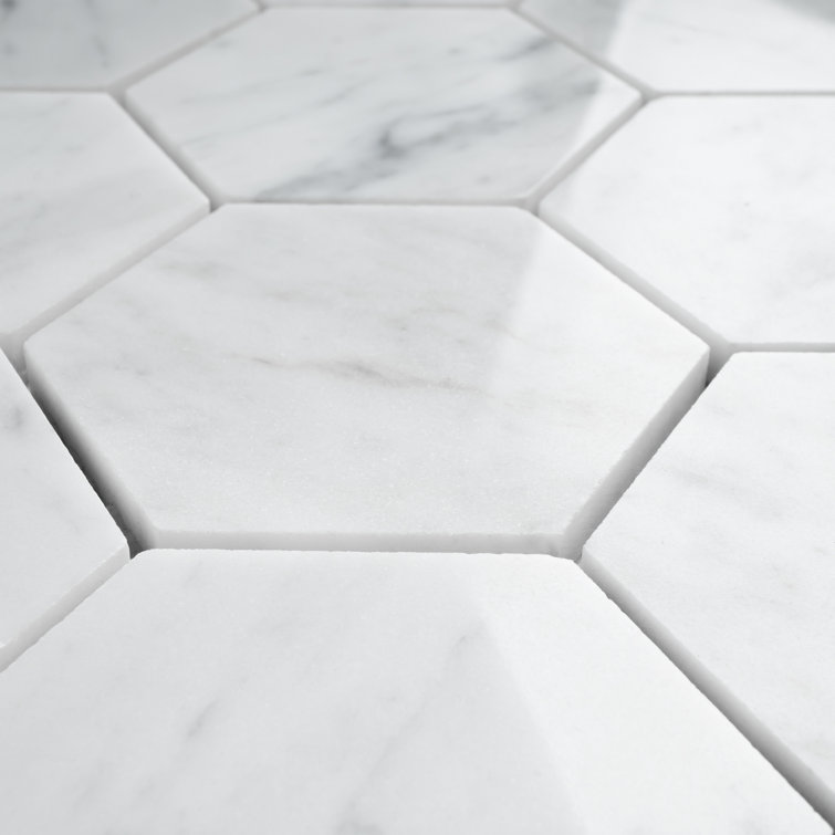 White Carrara Marble Hexagon Mosaic Wall Tile Sheet