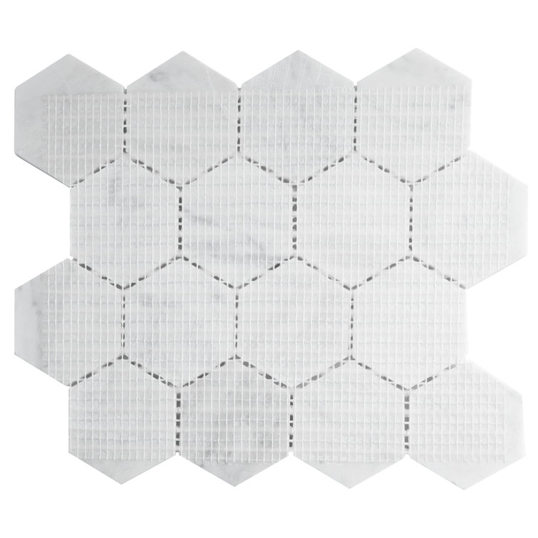 White Carrara Marble Hexagon Mosaic Wall Tile Sheet