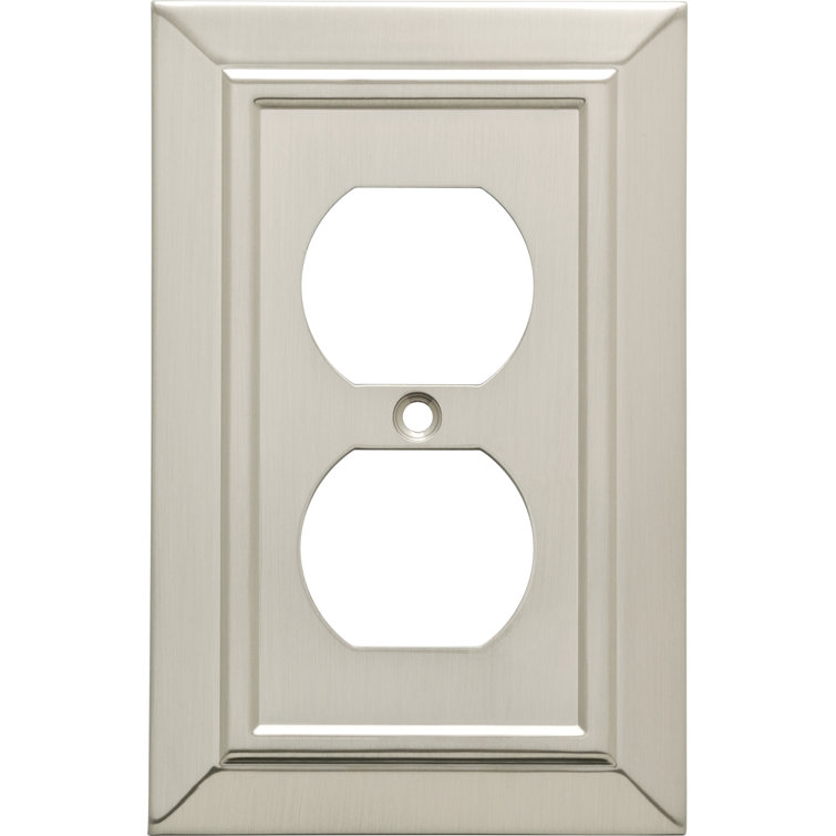 Brushed Nickel Classic Architecture 1-Gang Duplex Outlet Wall Plate