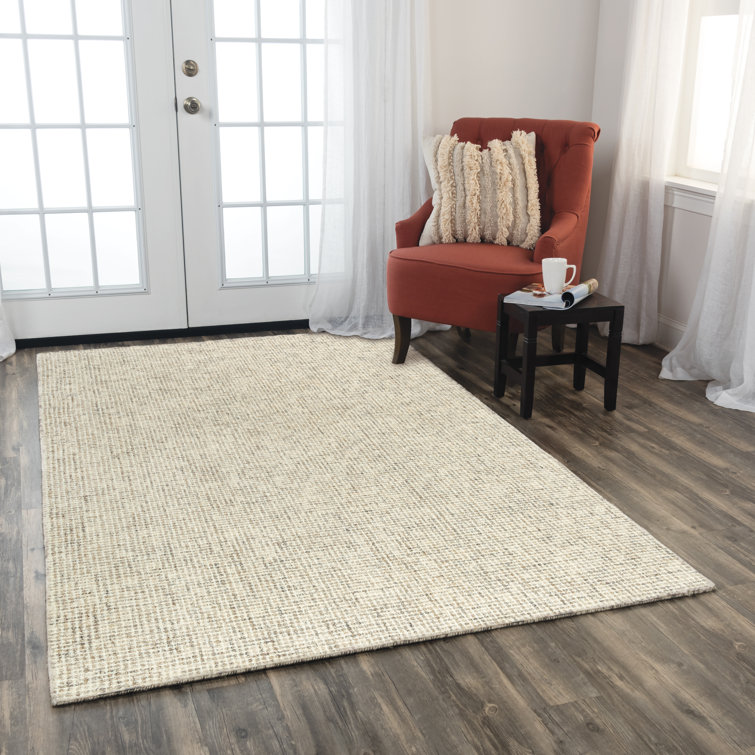 Ivory Handwoven Wool Rectangular Area Rug 3' x 5'