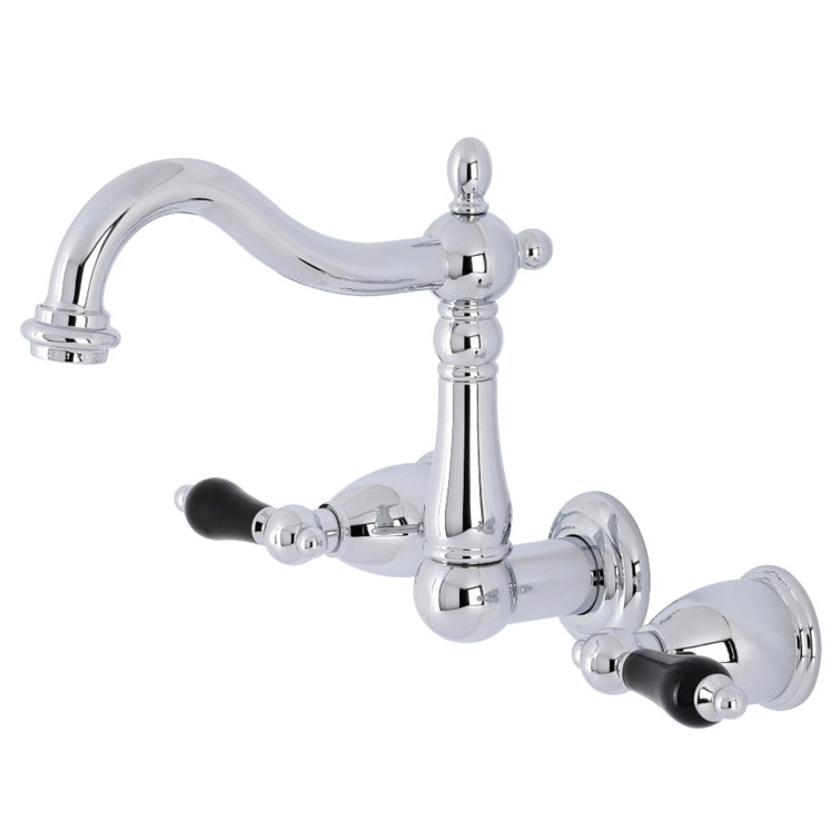 Duchess Polished Chrome Wall-Mounted Faucet with Porcelain Handles
