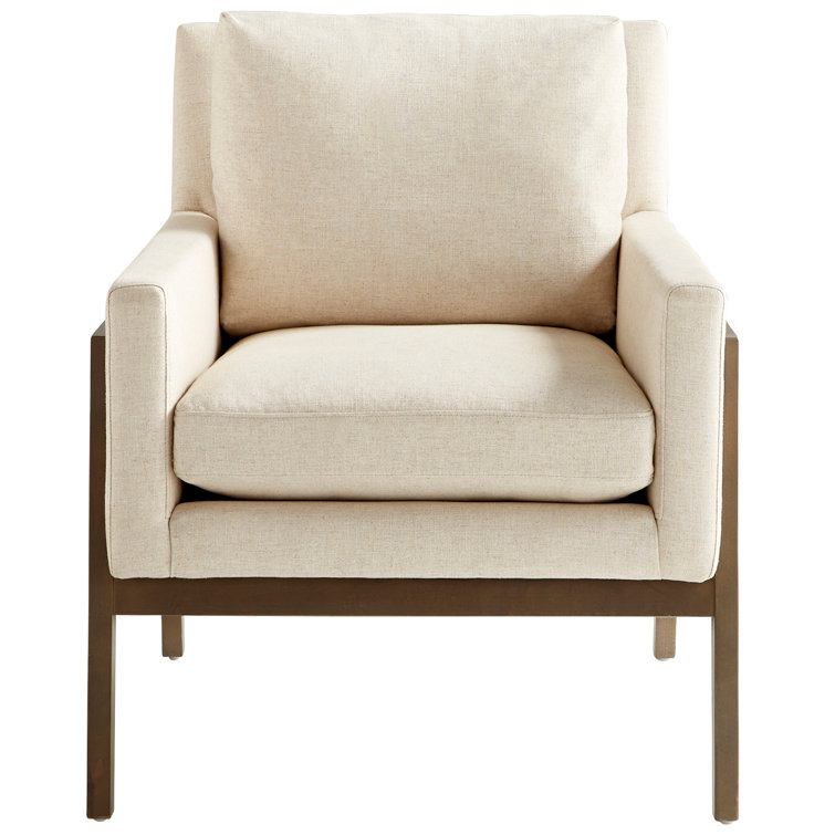Presidio Cream Upholstered Armchair with Natural Wood Frame