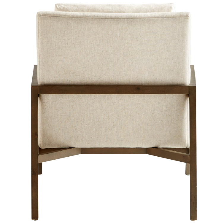 Presidio Cream Upholstered Armchair with Natural Wood Frame