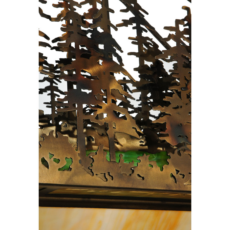 Tall Pine Trees 8-Light LED Copper & Glass Island Chandelier