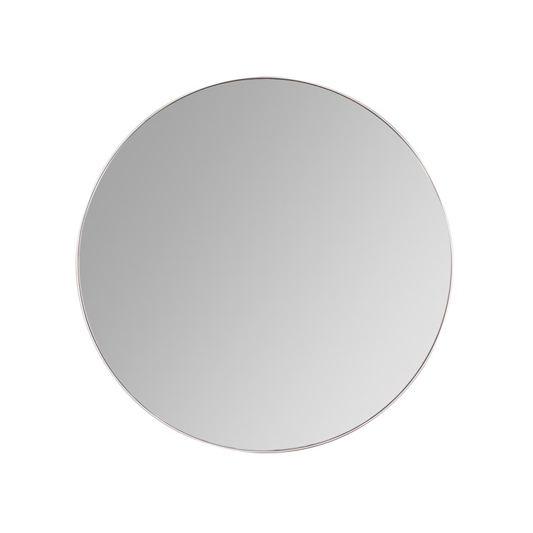 Franco 34" Classic Round Wall Mirror in Glossy Silver