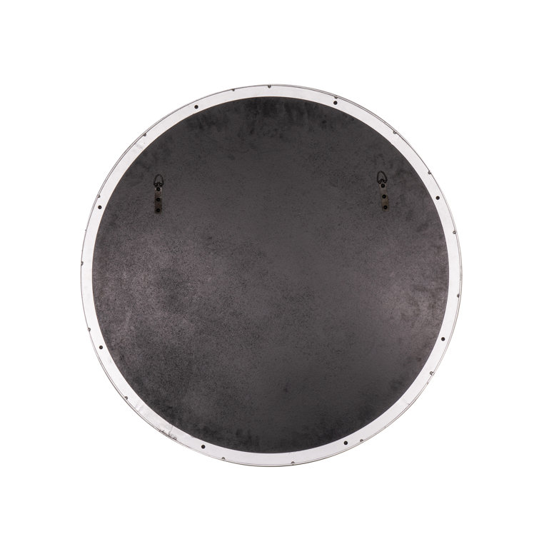 Franco 34" Classic Round Wall Mirror in Glossy Silver