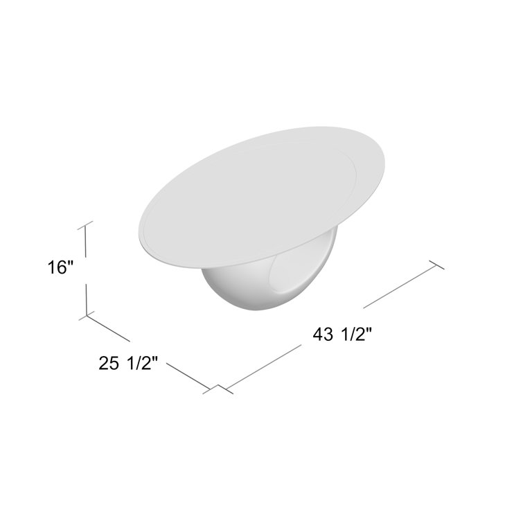 Modern Oval Black Glass Top Coffee Table with Asymmetric Wood Base
