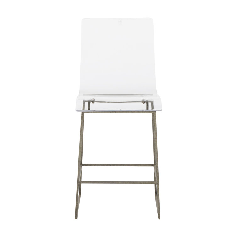 King 24.75" Clear Acrylic and Antique Silver Metal Counter Stool