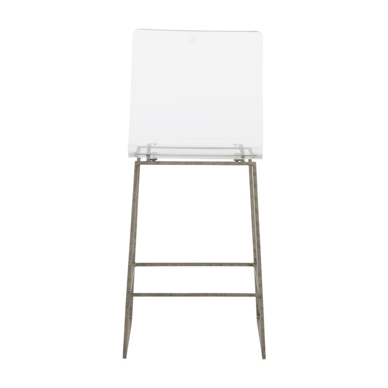 King 24.75" Clear Acrylic and Antique Silver Metal Counter Stool
