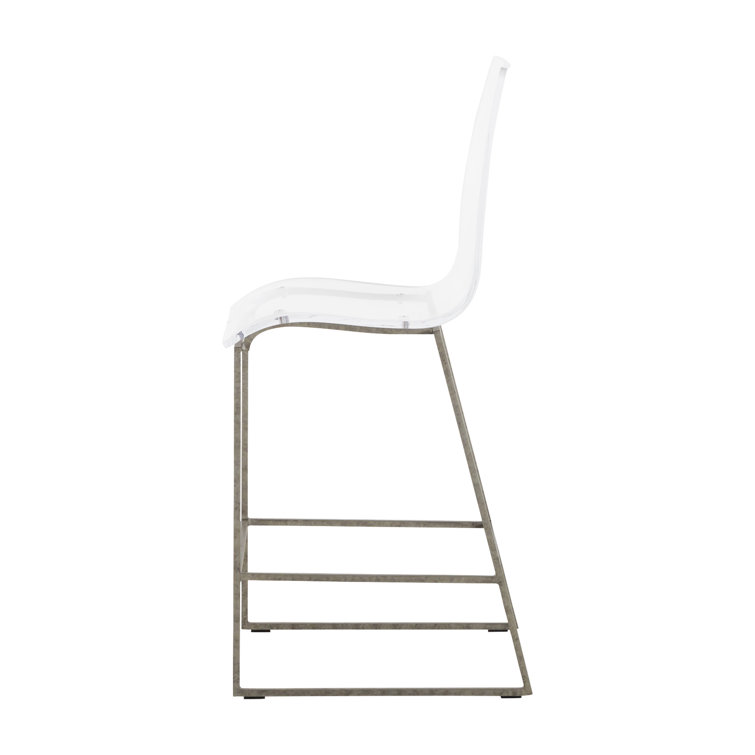 King 24.75" Clear Acrylic and Antique Silver Metal Counter Stool