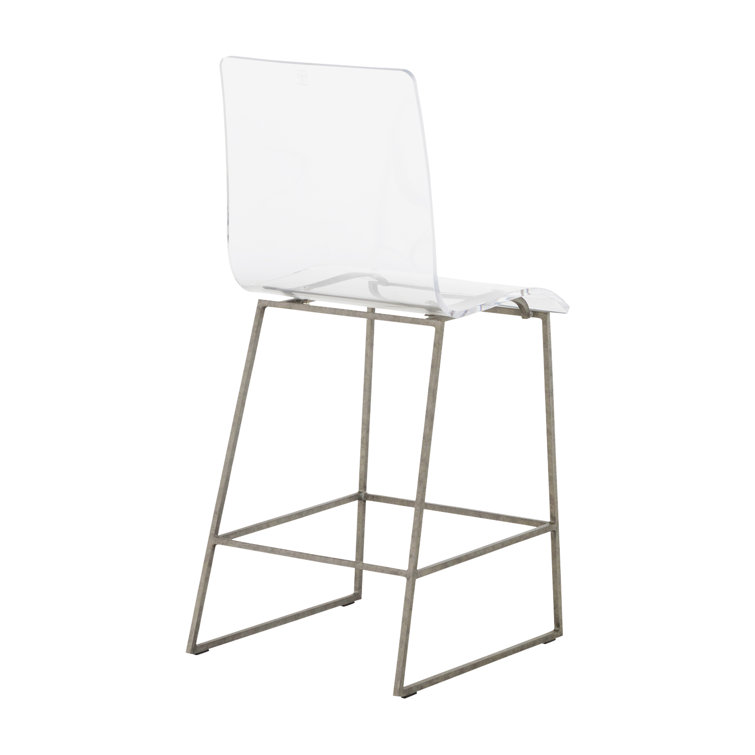King 24.75" Clear Acrylic and Antique Silver Metal Counter Stool