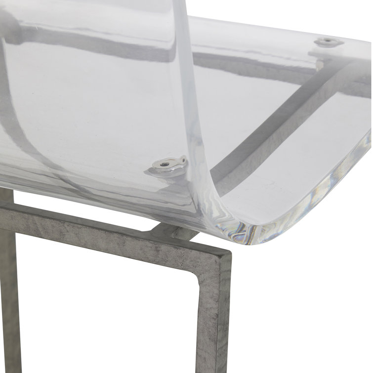 King 24.75" Clear Acrylic and Antique Silver Metal Counter Stool