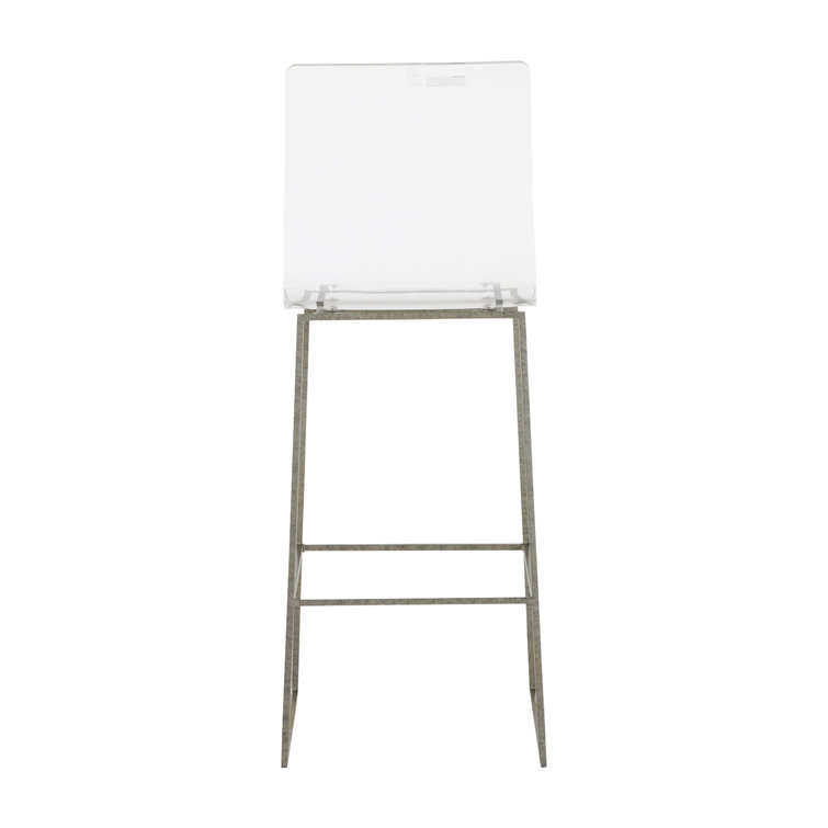 Gabby King 30" Antique Silver Acrylic and Metal Bar Stool