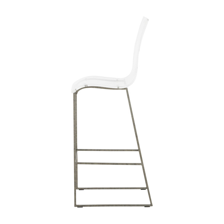 Gabby King 30" Antique Silver Acrylic and Metal Bar Stool