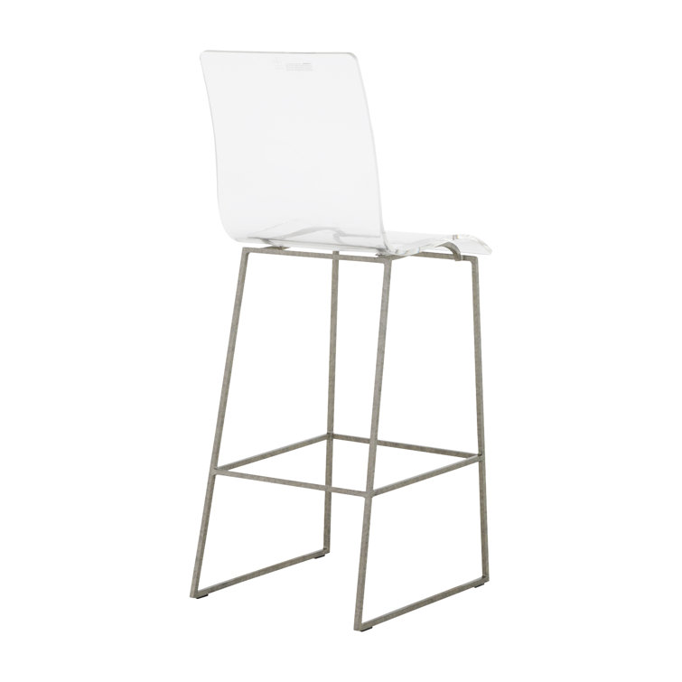 Gabby King 30" Antique Silver Acrylic and Metal Bar Stool