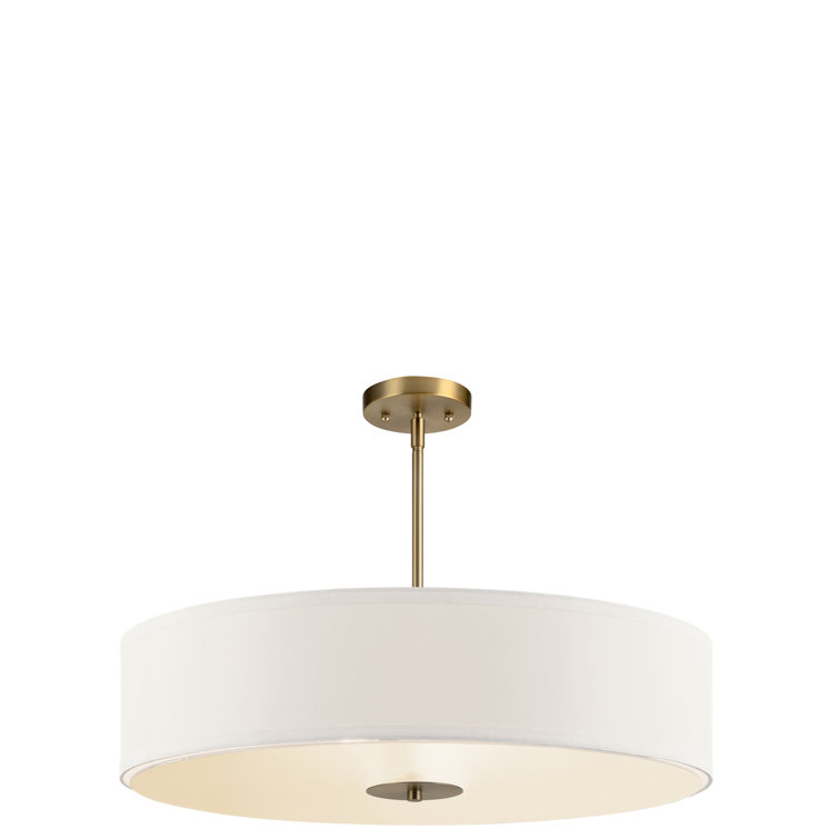Elegant Satin Black 24" Transitional Drum Pendant with White Shade
